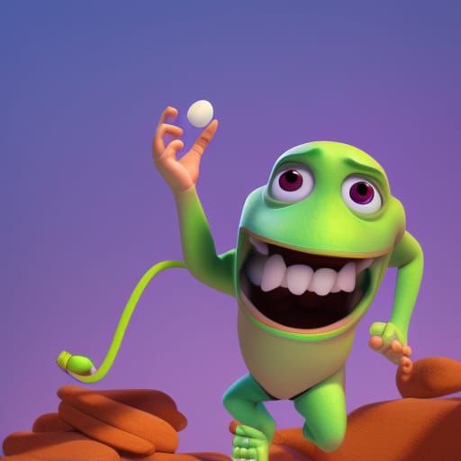 Pixar-Style 3D Art with Bright Gradient Background