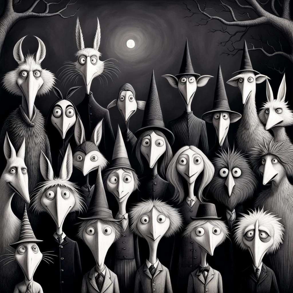 Laughing Creatures in Dark Fairytale Style