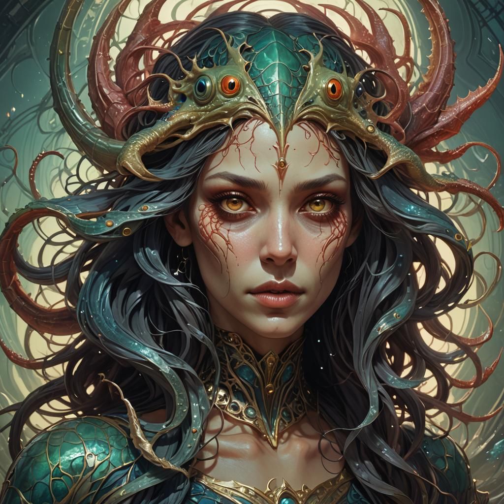 Eldritch Siren Koi Fish Portrait in Unreal Engine 5