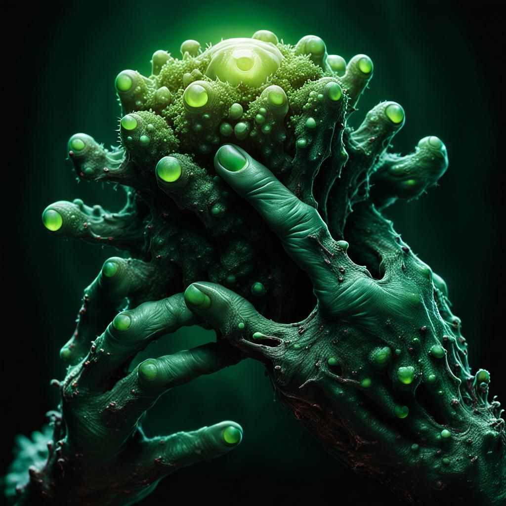 Parasitic Hand in Biomechanical Horror Style