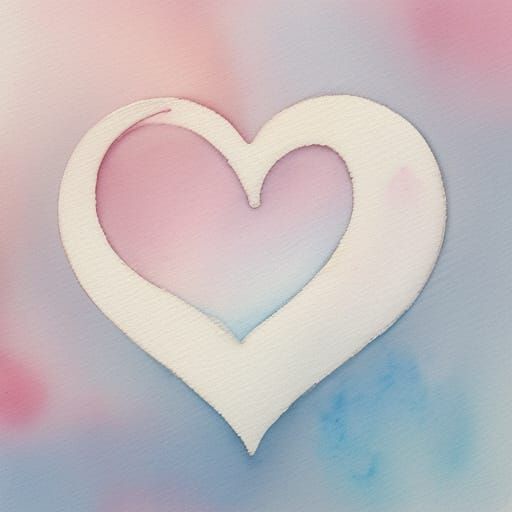 Heart and Moon Watercolor Painting in Pastel Hues
