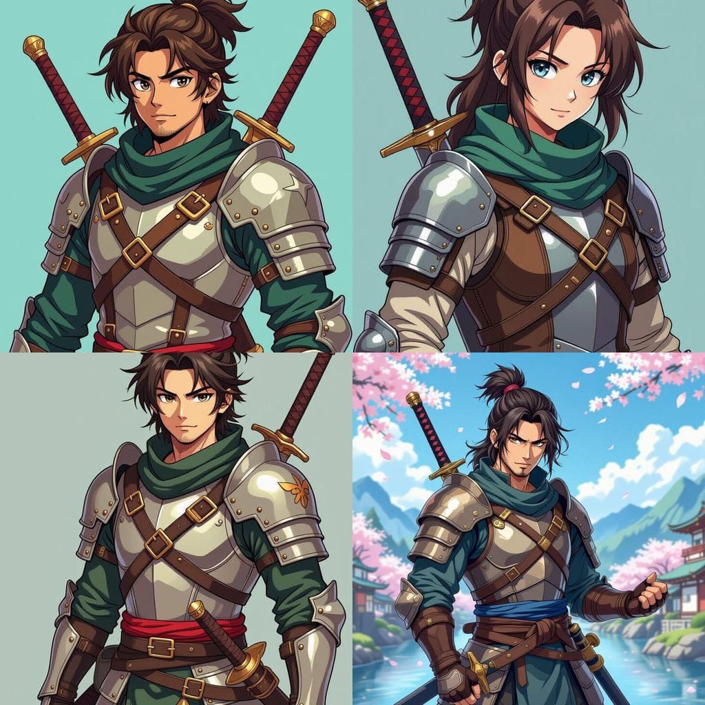 Shonen Anime Swordsman in Light Armor