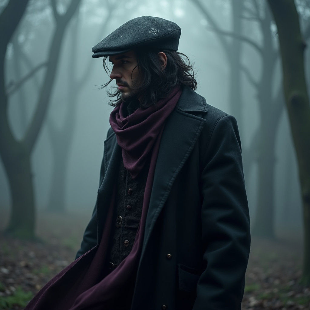 Mysterious Man in Black Coat, Digital Art