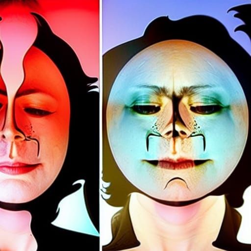 Surreal Melting Faces Merge Into One