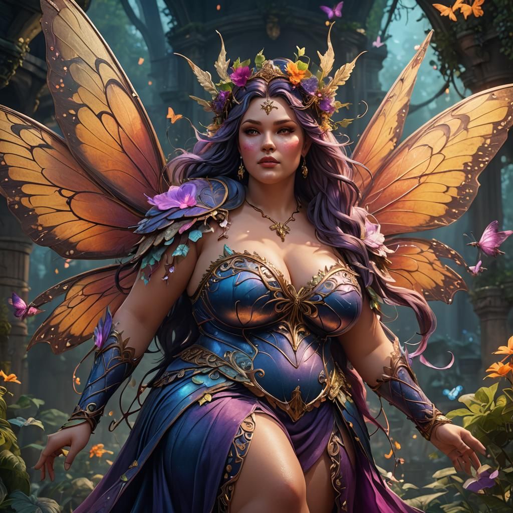 Detailed BBW Fairy in Fantasy Concept Art