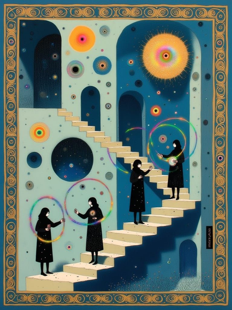 Dreamlike Cityscapes with Whimsical Details and Escher-Inspi...