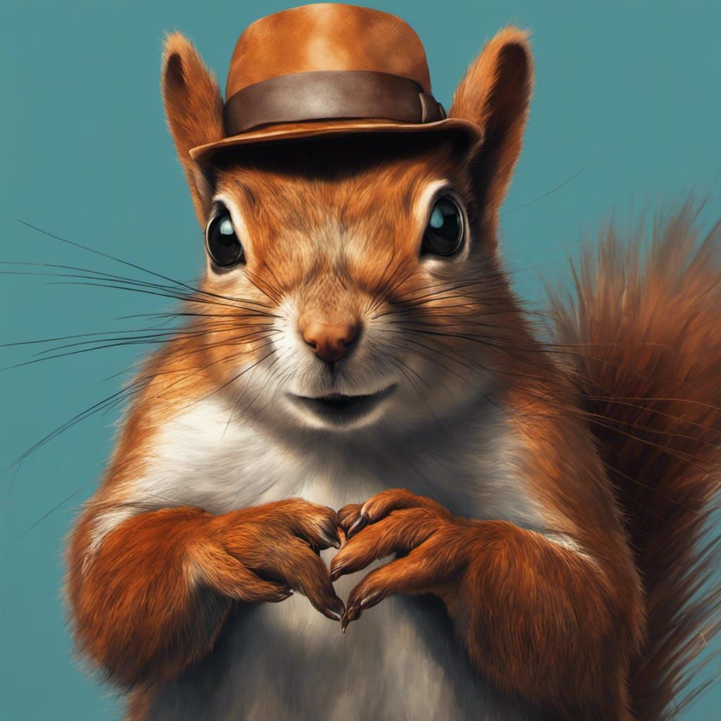 Hyperrealistic Squirrel Private Detective in Splash Art Styl...