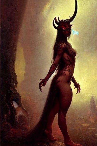 Demon Girl Portrait in Astral Cosmic Style