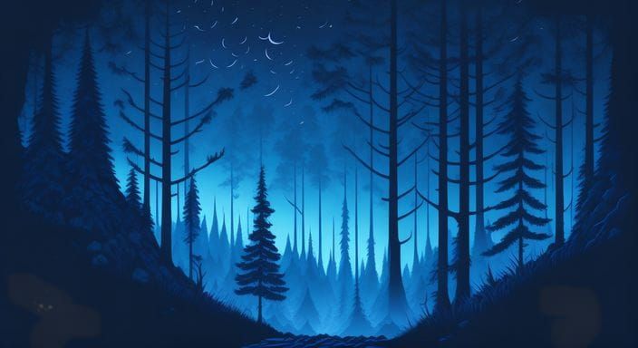 AI Generated Moonlit Woods Landscape