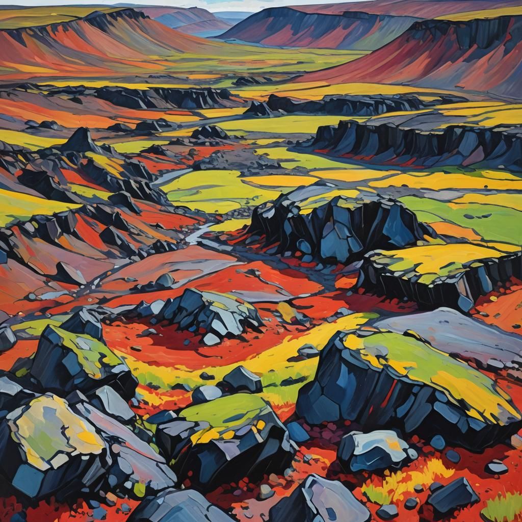 Fauvist Landscape of Holtsós, Iceland
