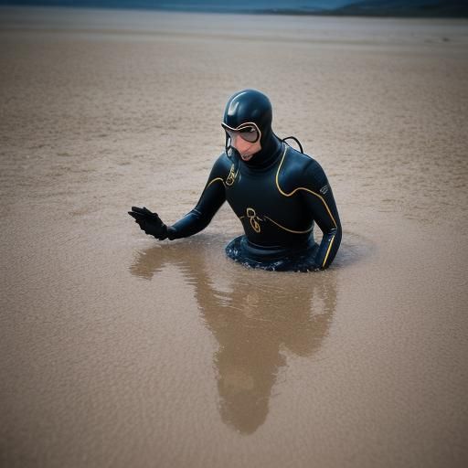 Man in Drysuit Sinking in Quicksand Photo