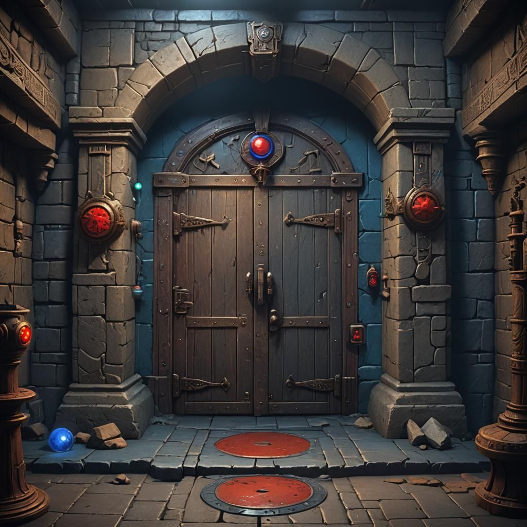 Dungeon Room with Button Choice: Fantasy Concept Art