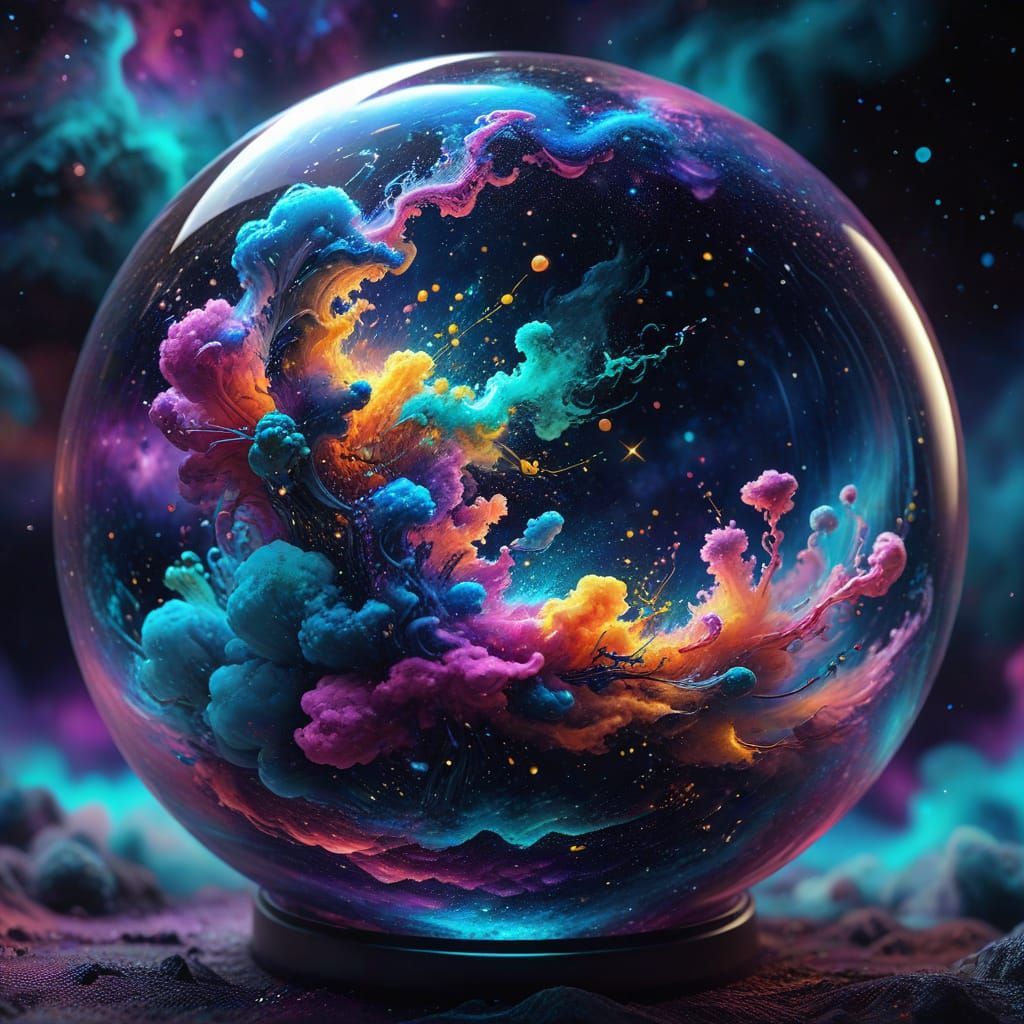 The Universe Inside a Glass Orb: Cosmic Astral Art