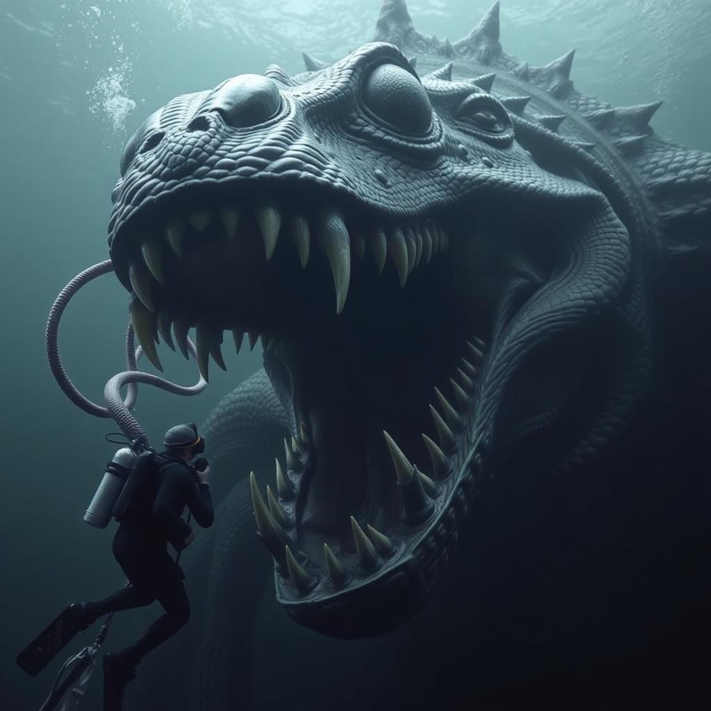 Colossal Reptilian Horror in the Deep Ocean