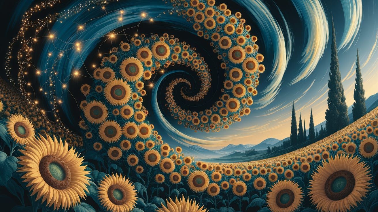 Swirling Sunflowers in Acrylic and Oil