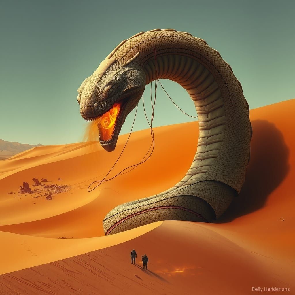 Giant Sandworm Emerges from Arid Desert Sands in Biomechanic...