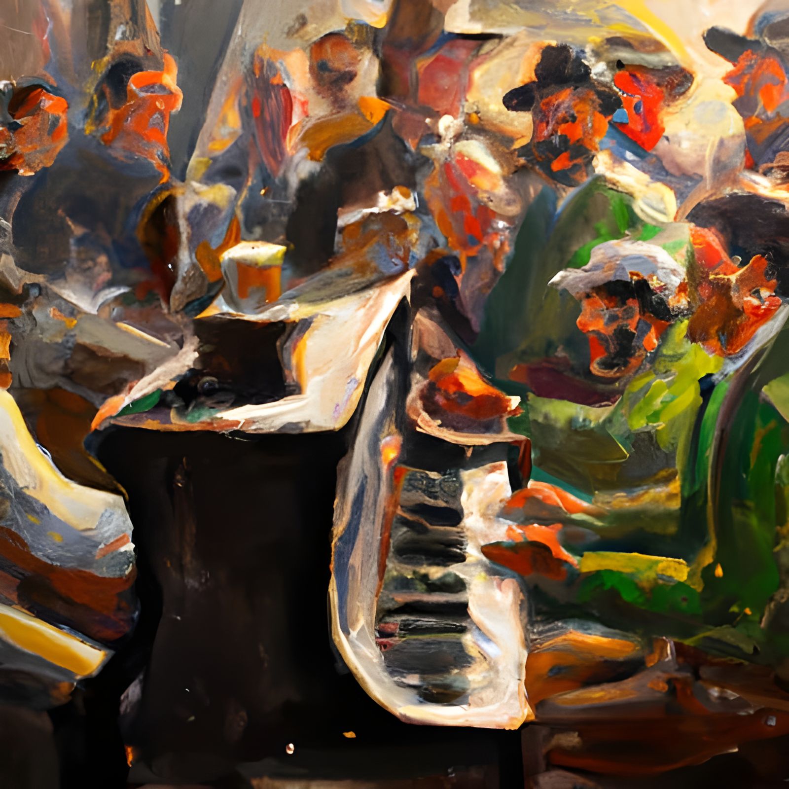 Piano Player at Bar, Oil Painting