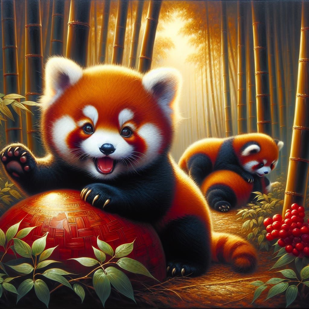 Romping Red Panda Cubs