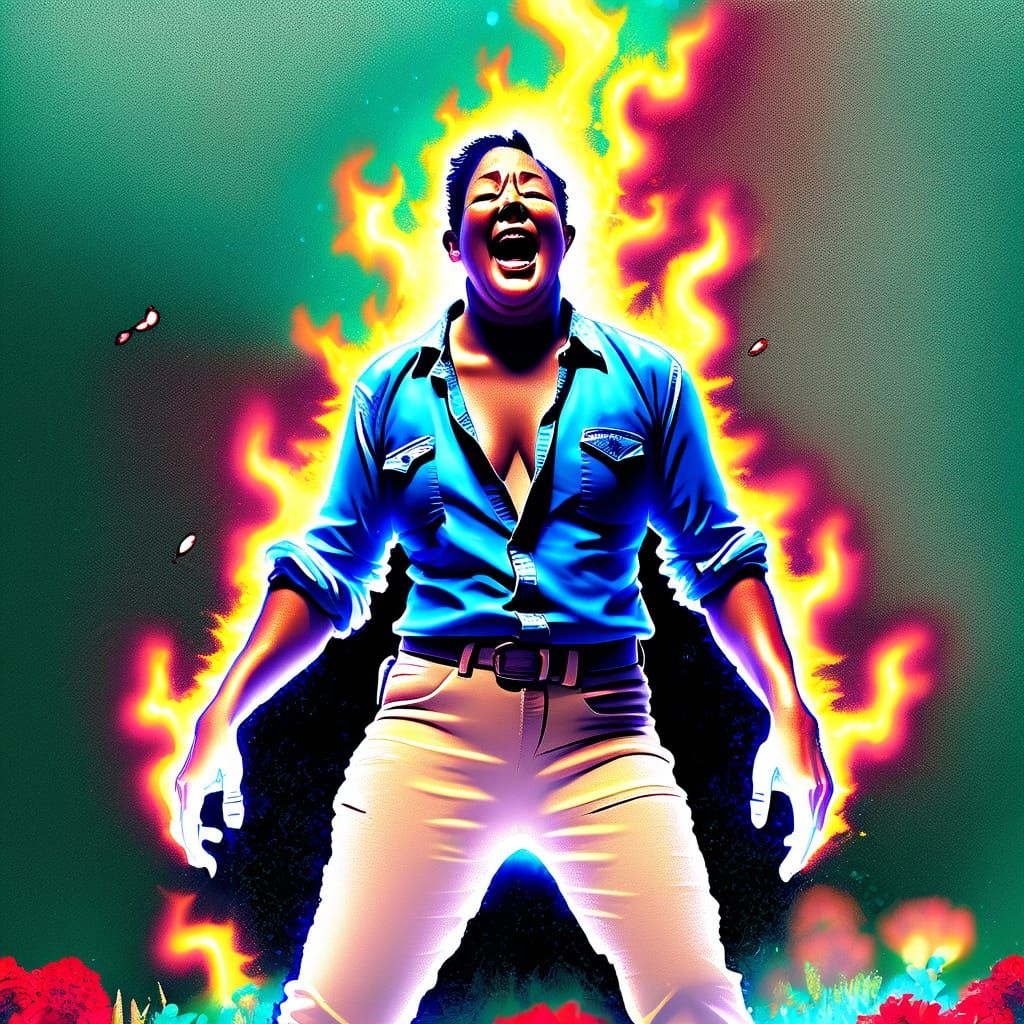 Whimsical Watercolor Illustration of Woman and Cat in a Vibr...