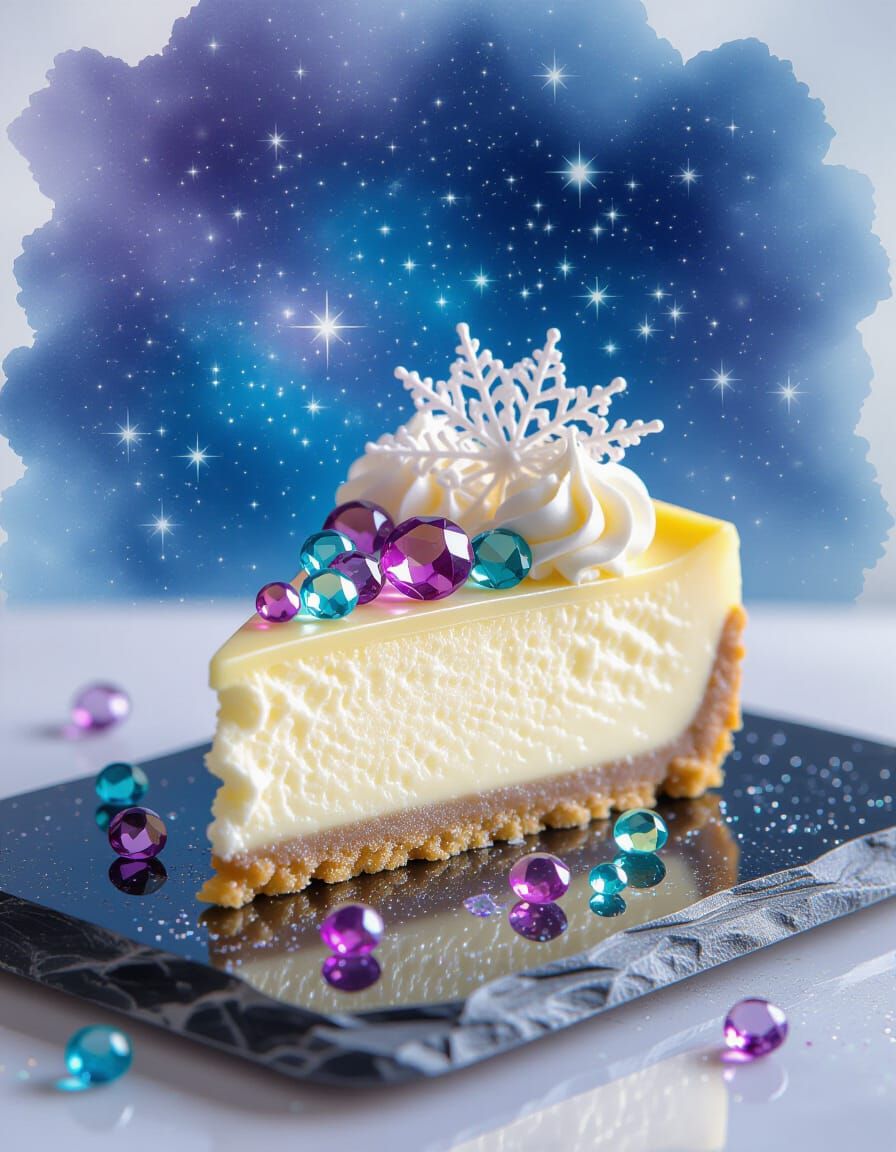 Decadent Cheesecake with Gemstones and Spun Sugar