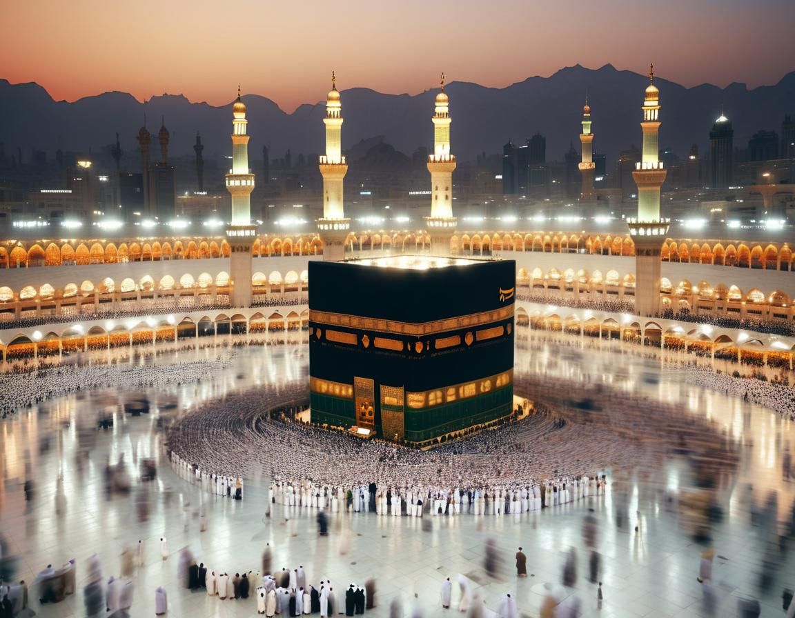 Sunset Pilgrimage to Mecca: Golden Hour Photography