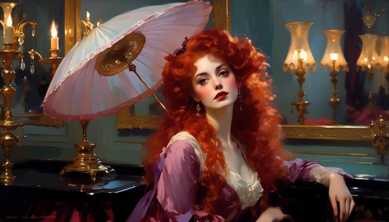 Victorian Vampire Portrait in Golden Age Illustration Style