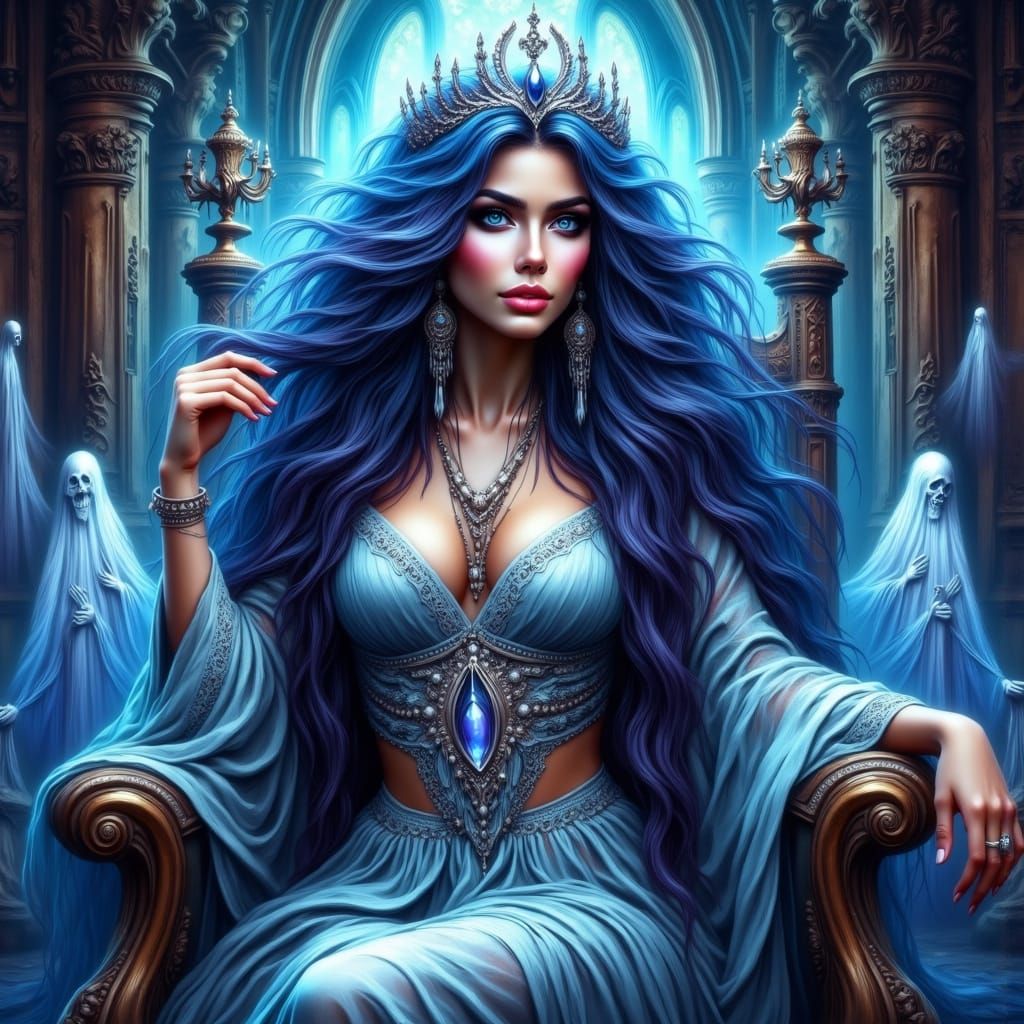 Celestial Empress on Diamond Throne in Mystical Style