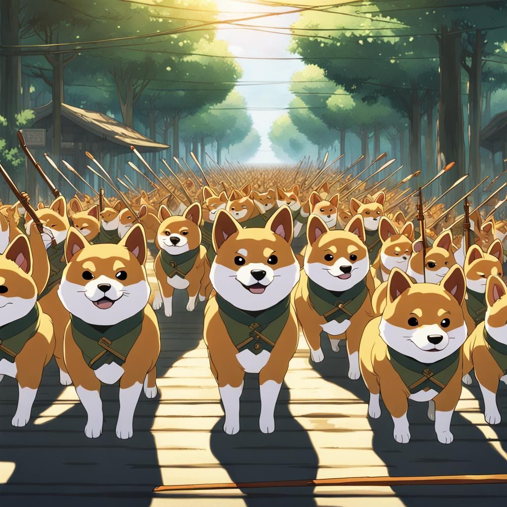 Shiba Inu Army: Studio Ghibli Anime Key Visual