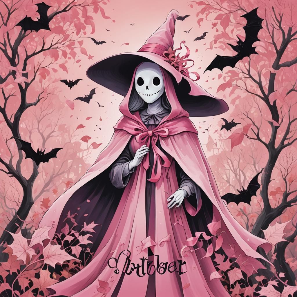 Pink Halloween Ghost for Breast Cancer Awareness