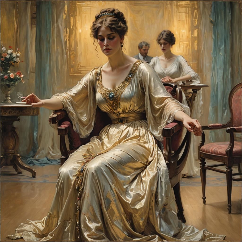 Woman in Hypnotic State: An Impressionist Oil Painting