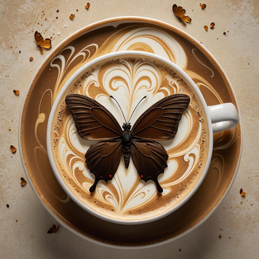Elegant Latte Art in Double Exposure Style