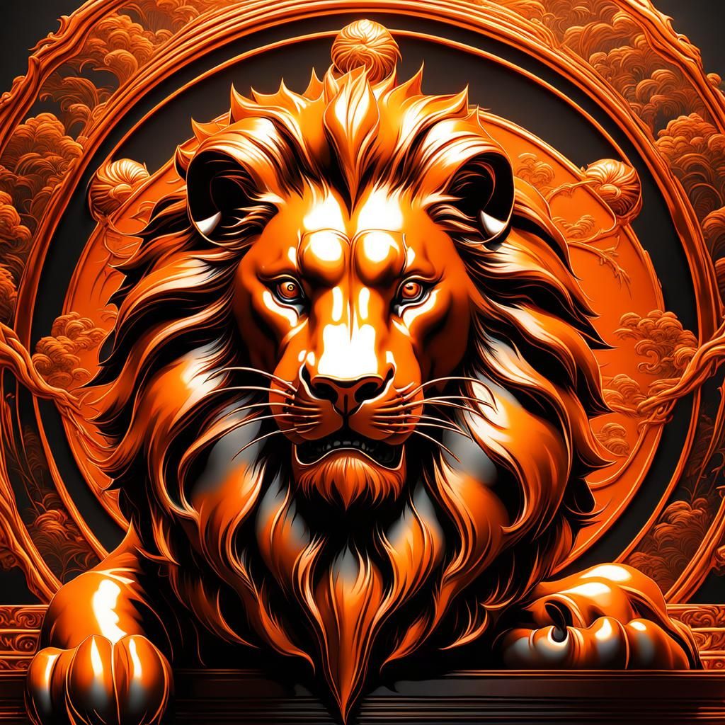 orange Lion Fantasy Japanese Chinese