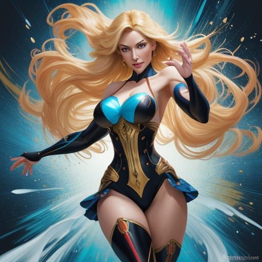 Pin-Up Woman With Bold Gaze, Vibrant Aura