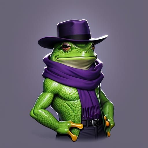 Manga-Style Frog in Chic Purple Attire