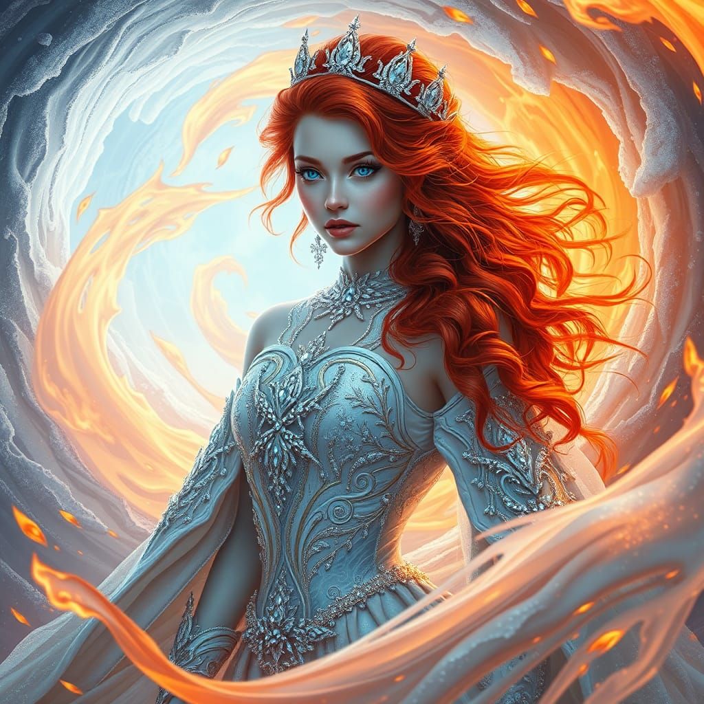 Fire and Ice Princess in Photorealistic Style