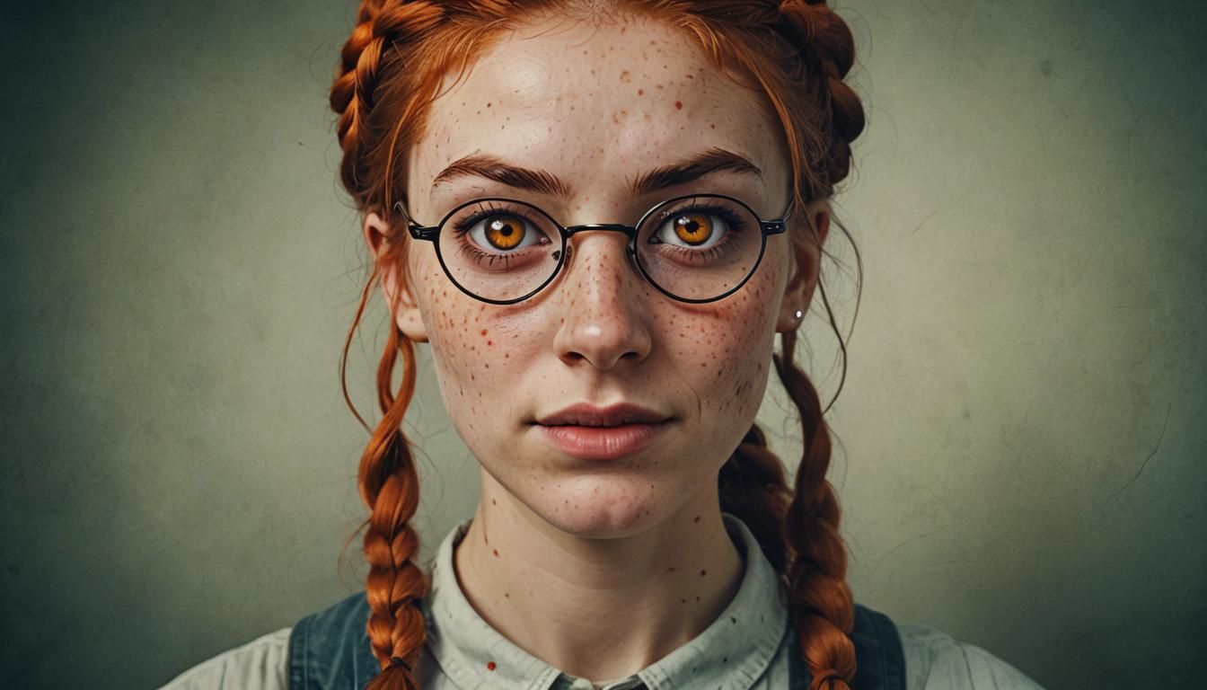 Cinematic Portrait of Young Woman with Orange Eyes