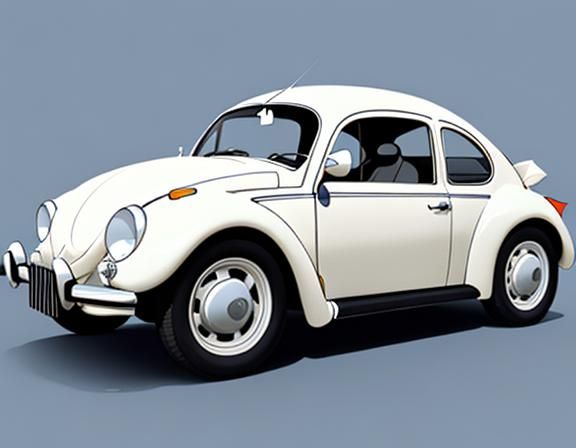 Vintage Car with Beetle in Minimalist Line Art