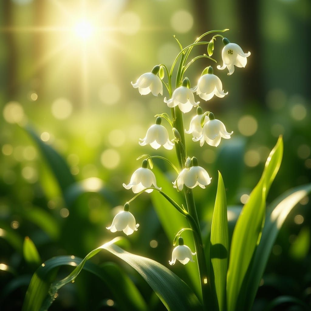 Lily-of-the-Valley Blooming in Gentle Morning Light