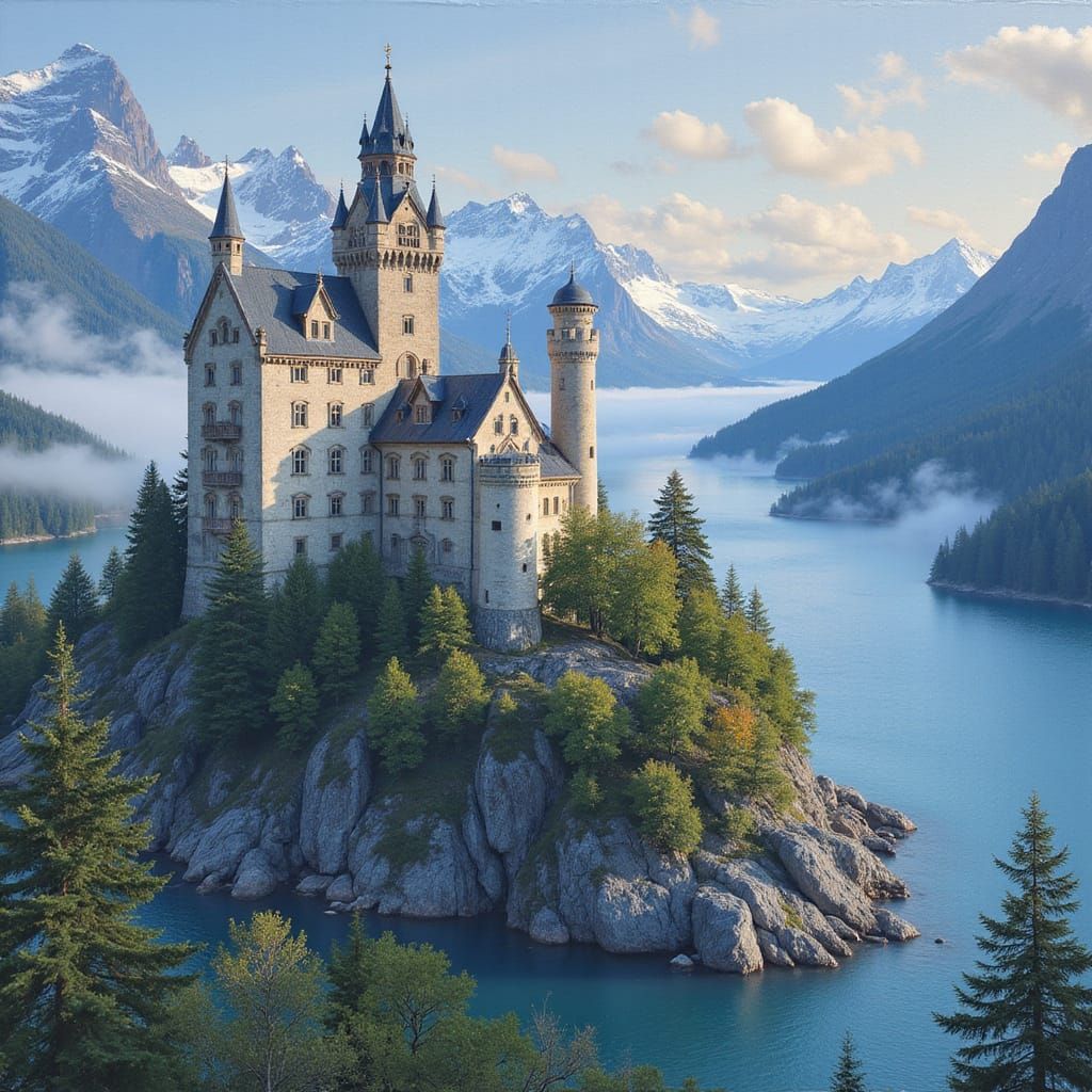 Norwegian Castle in Impressionist Splendor