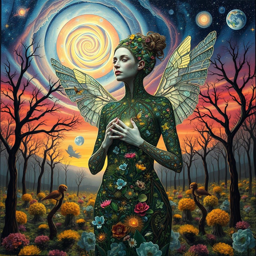 Dreamlike Bio-Art Landscape of Interconnected Ecosystems