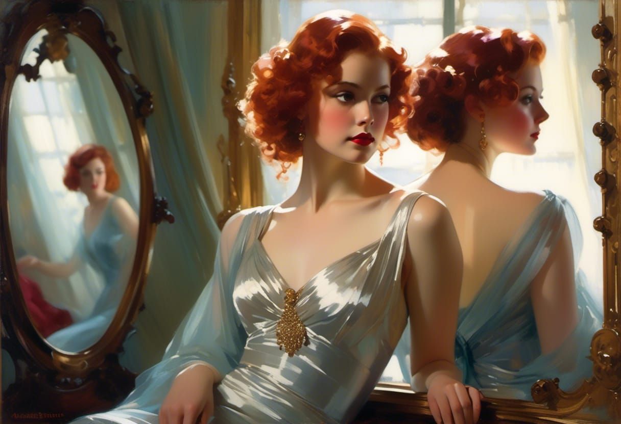 Elena in 1930s Gown: Dreamy Vignette