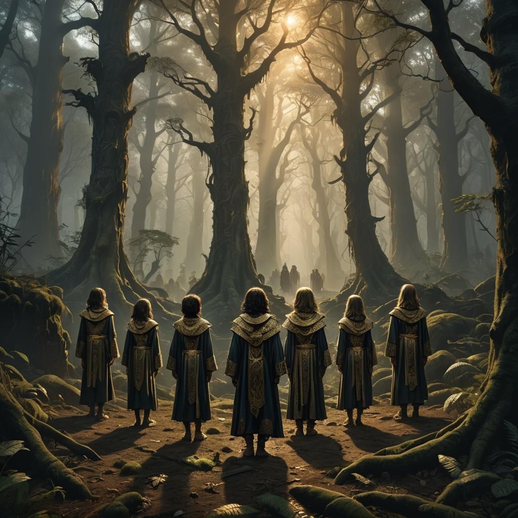 Mystical Children of the Gods in Ethereal Forest