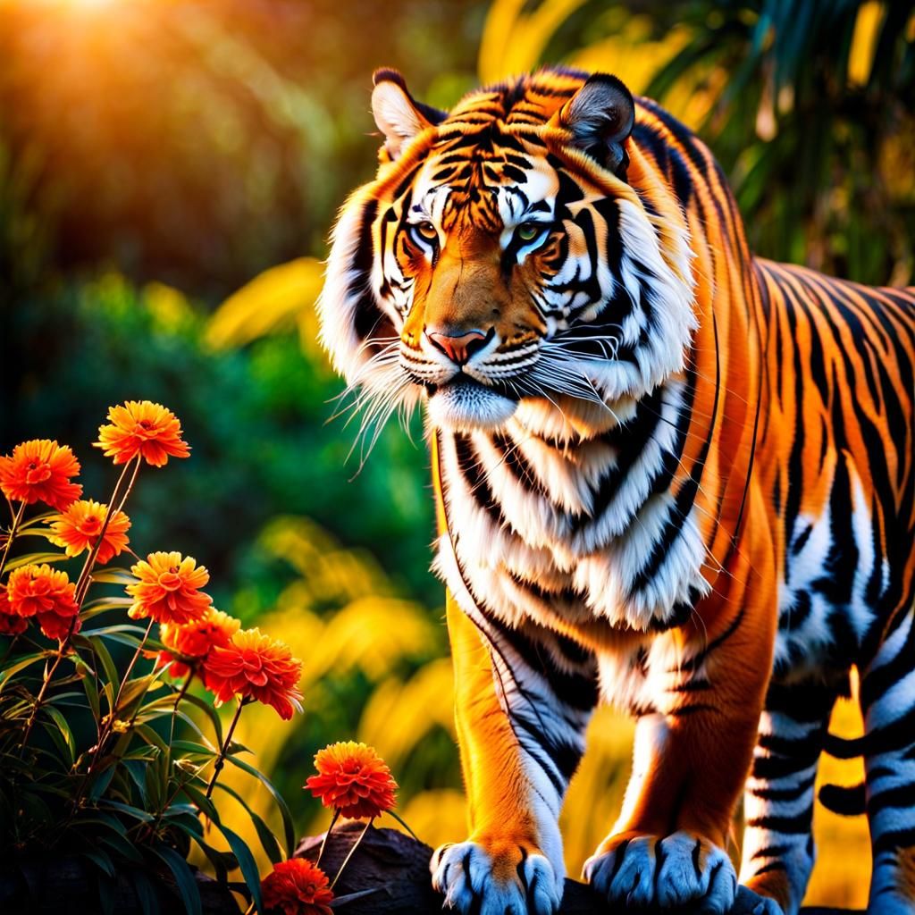 Vivid Tiger in Breathtaking Colorful Paradise