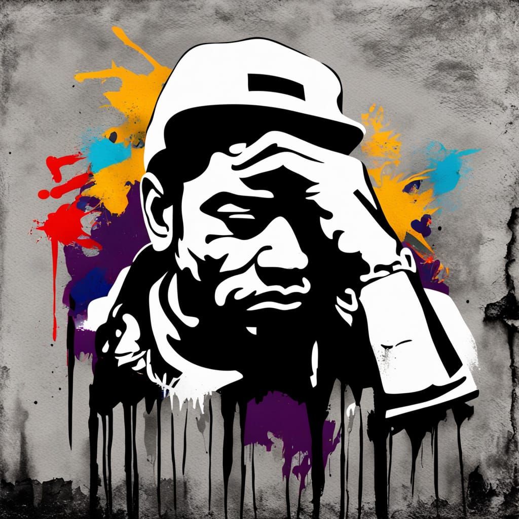 Expressive Street Art Portrait in Stencil Style