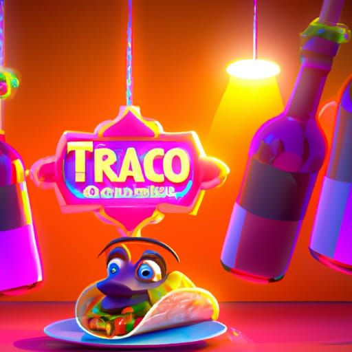 Tacos Over Malbec: Pixar-Style 3D Digital Art