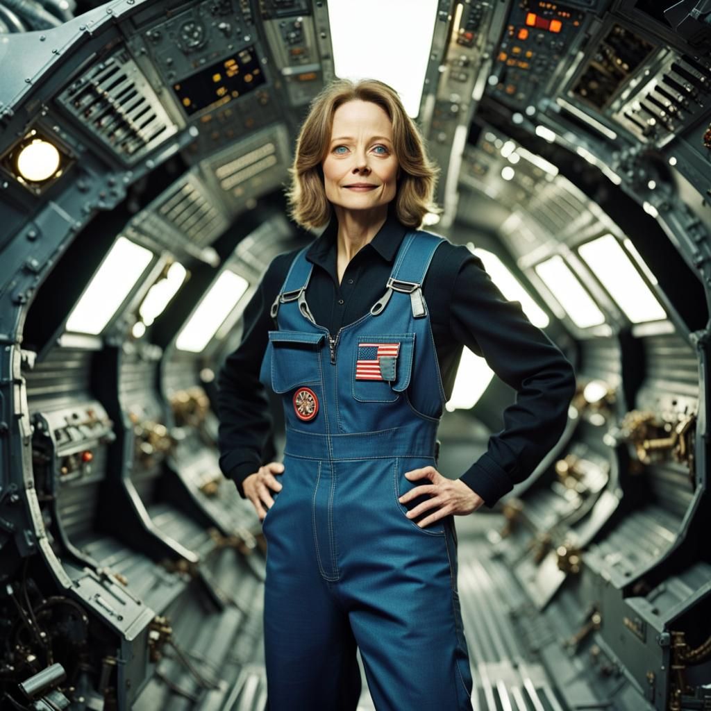 Jodie Foster in Retro Spaceship Overalls