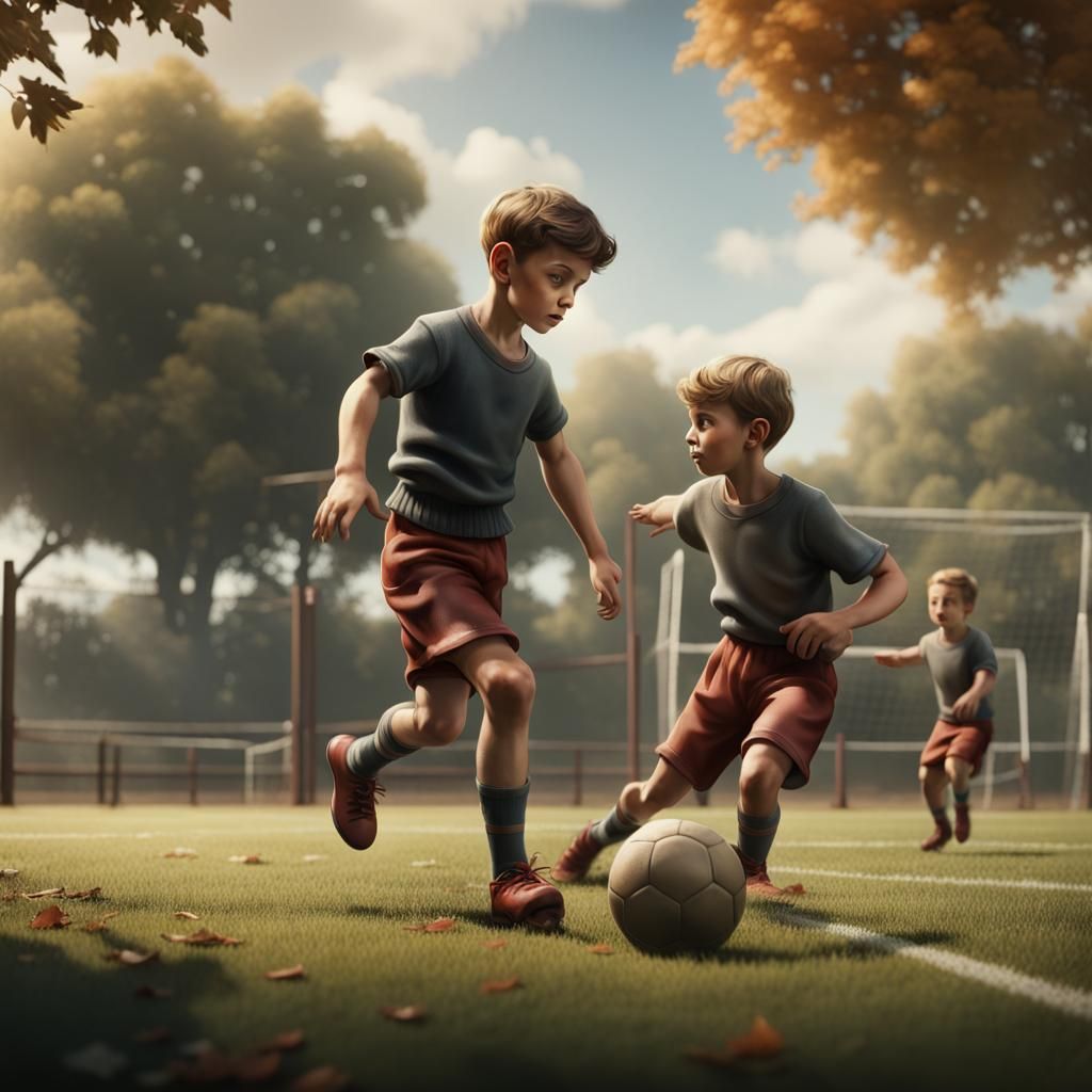 Boy Plays Football with Dad: Matte Painting