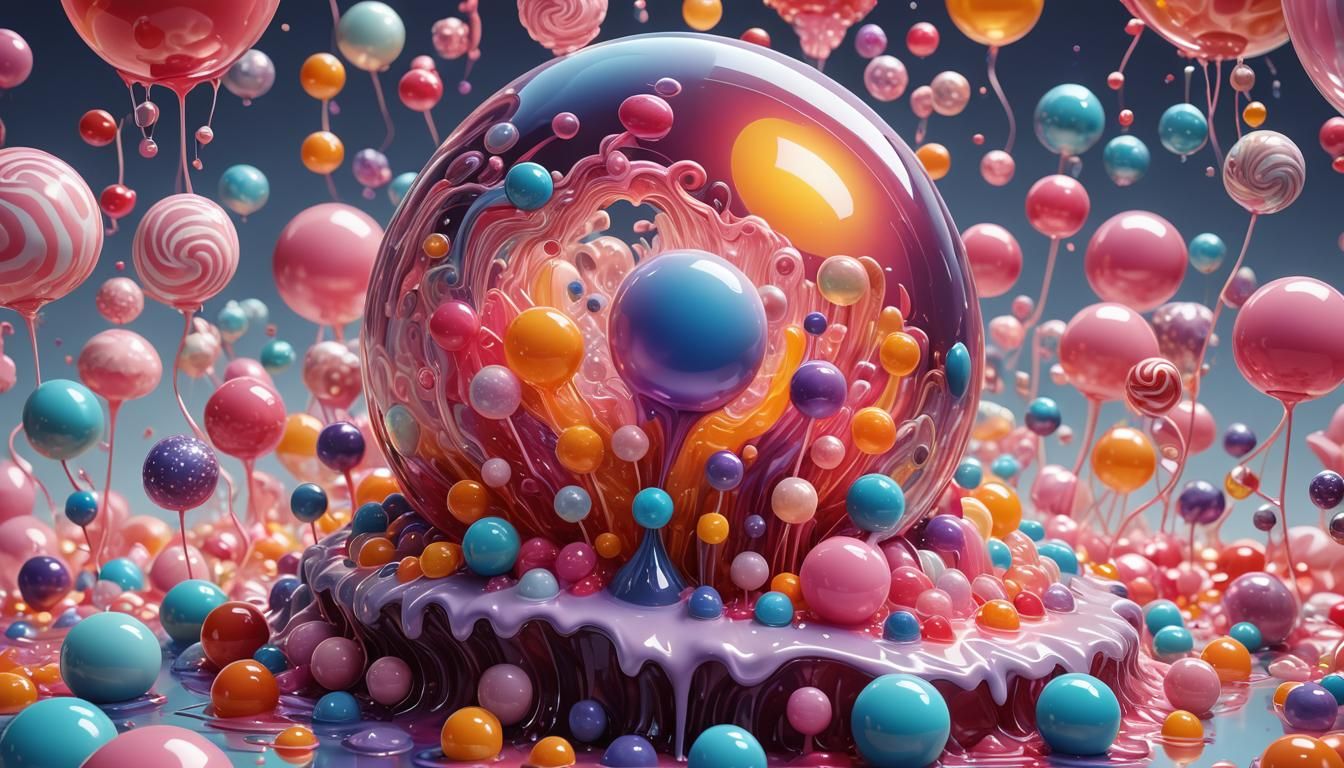 Hyperrealistic Jelly Moon Sculpture in Candyland Style