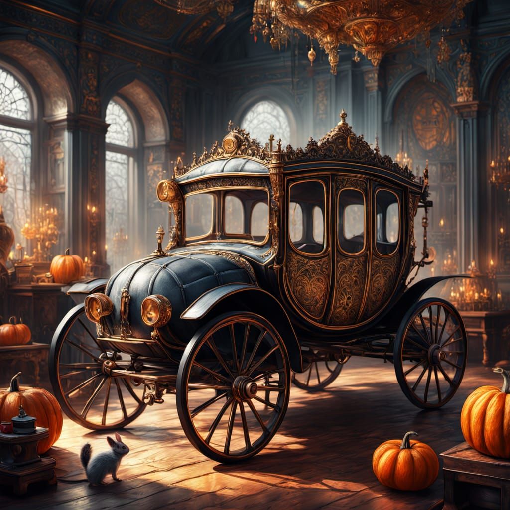 Cinderella's Midnight Ride: 3D Digital Art