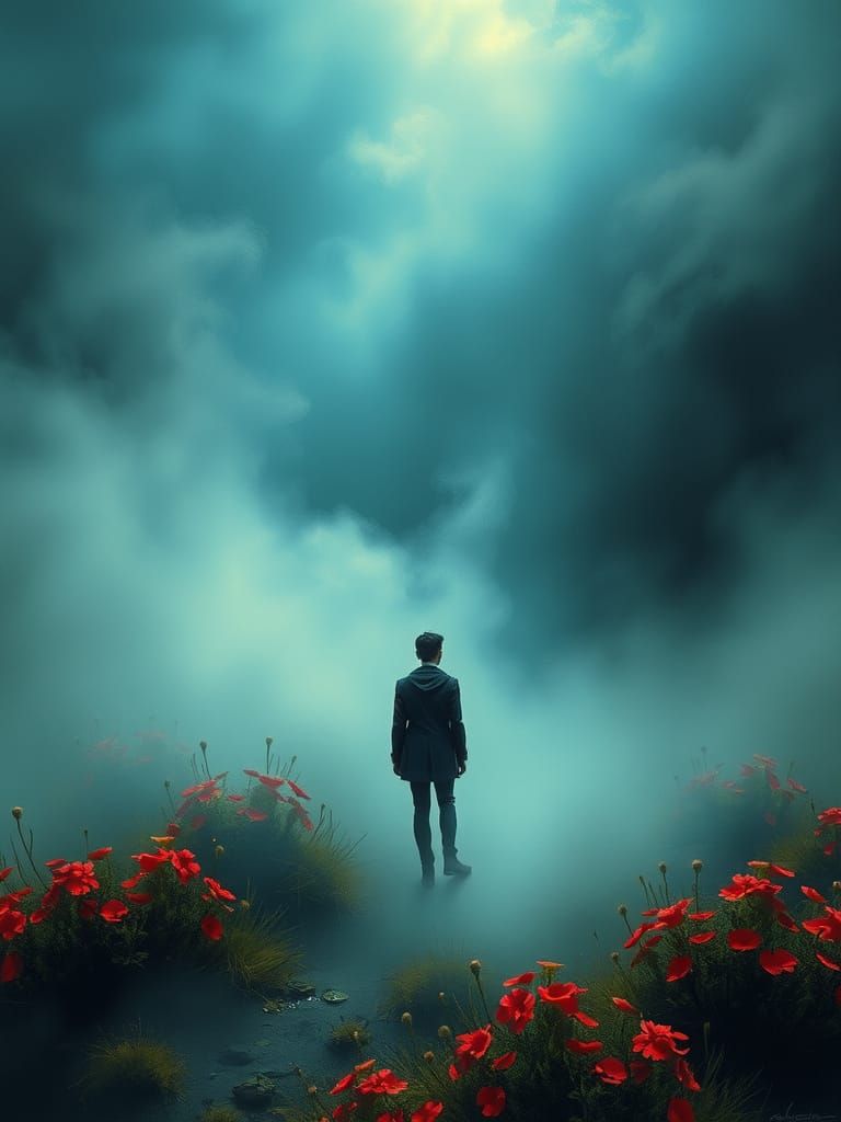 Ethereal Figure in Vibrant Mist